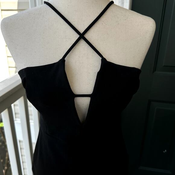 ASTR The Label Sz M Black BodyCon Minidress w/ Plunge Neckline Cocktail Party - Picture 4 of 7
